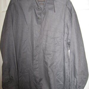 Van Heusen Broadcloth Button-Down Dress Shirt Men's 16-16 1/2 Textured Gray